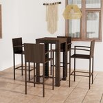 vidaXL Ensemble de bar d'extérieur 5 Pièces accoudoir Poly rotin Marron