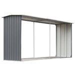 vidaXL Abri de stockage de bois Acier galvanisé 330x92x153 cm Gris