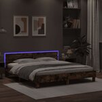 vidaXL Cadre de lit avec tête de lit et LED chêne fumé 180x200 cm