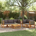 vidaXL Salon de jardin avec coussins 6 Pièces bois d'acacia solide