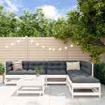 vidaXL Salon de jardin 7 Pièces avec coussins blanc bois massif