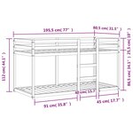 vidaXL Lit superposé cire marron 75x190 cm bois de pin massif