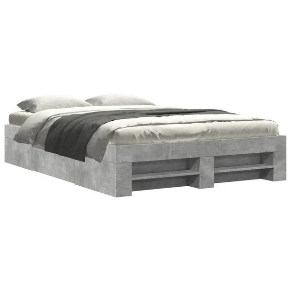 vidaXL Cadre de lit gris béton 120x190 cm bois d'ingénierie