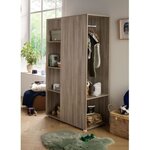 Meuble de rangement enfant - chêne silex - Avec étageres et penderie - bois