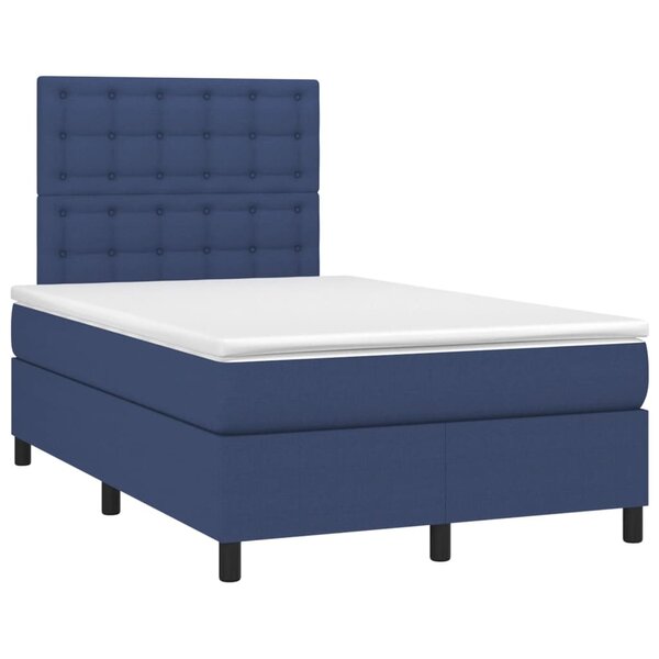 vidaXL Sommier à lattes de lit avec matelas bleu 120x190 cm tissu