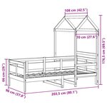 vidaXL Lit de jour avec toit blanc 90x200 cm bois de pin massif