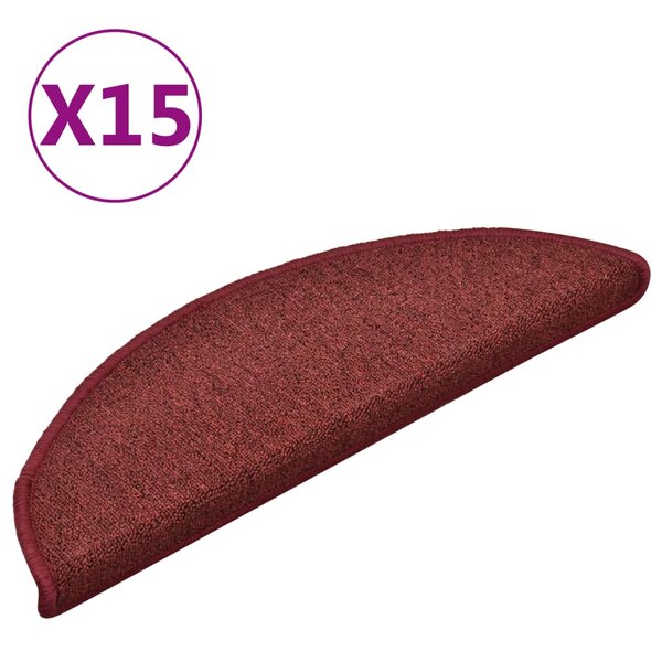 vidaXL Tapis de marches d'escalier 15 Pièces Rouge 56x17x3 cm