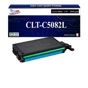 T3AZUR - Toner compatible avec Samsung CLT-C5082L CLT-C5082S pour Samsung Samsung CLP620ND CLP670N CLP670ND CLX6220FX CLX6250FX - Cyan