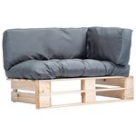 vidaXL Canapé de jardin palette avec coussins gris Pinède
