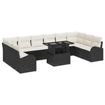 vidaXL Ensemble de canapés de jardin de 11 pièces avec coussins Noir Poly Rotin