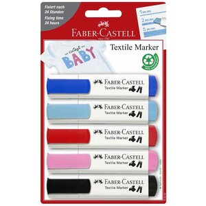 Blister 5 marqueurs textile couleurs pastel faber-castell
