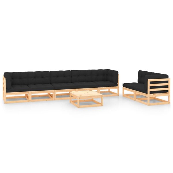 vidaXL Salon de jardin 8 Pièces avec coussins Bois de pin massif