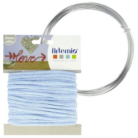 Fil à tricotin bleu clair 5 mm x 5 m + fil d'aluminium - La Poste