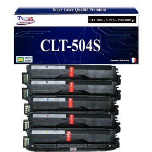 T3AZUR - 5x Toners compatibles avec Samsung CLT-504S pour Samsung Xpress SL-C1453 - SL-C1454 SL-C1404 SL-C1810 SL-C1810W SL-C1860 SL-C1860FW