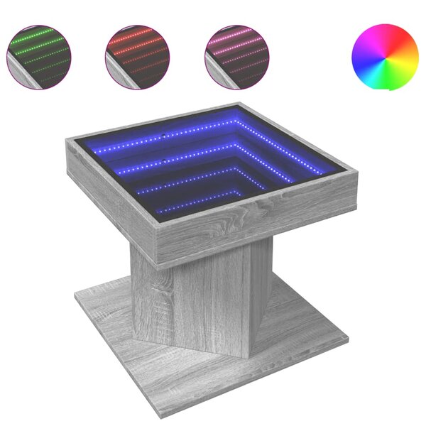 vidaXL Table basse avec LED sonoma gris 50x50x45 cm bois d'ingénierie