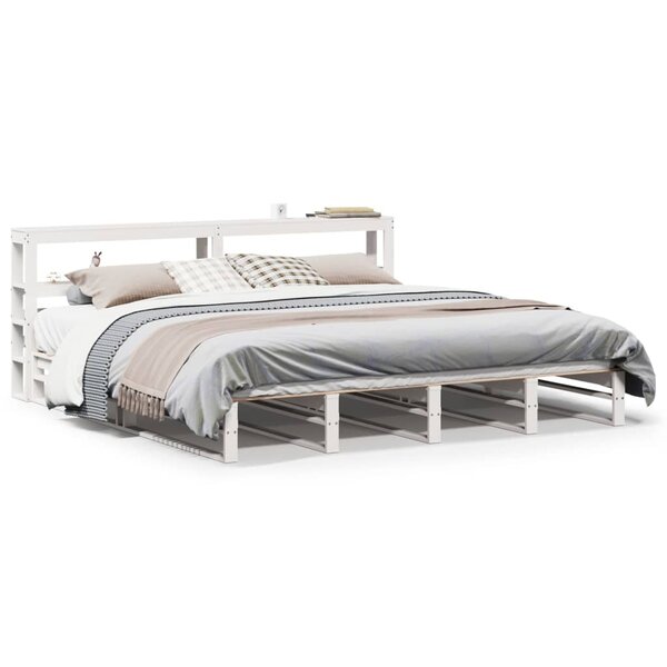 vidaXL Cadre de lit sans matelas blanc 200x200 cm bois massif de pin