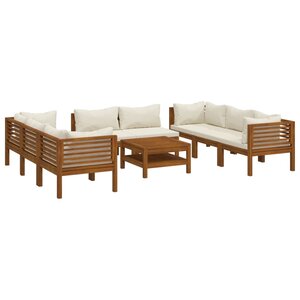 vidaXL Salon de jardin 9 Pièces avec coussin Bois d'acacia solide