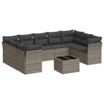 vidaXL Salon de jardin avec coussins 10 Pièces gris résine tressée