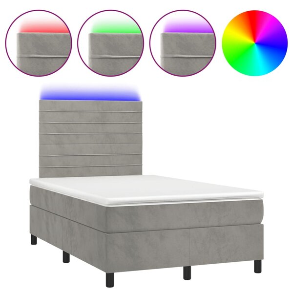 vidaXL Sommier à lattes de lit avec matelas LED gris clair 120x190 cm