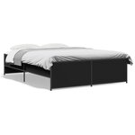 vidaXL Cadre de lit noir 135x190 cm bois d'ingénierie et métal