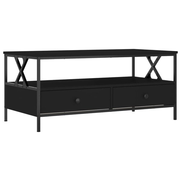 vidaXL Table basse noir 100x51x45 cm bois d'ingénierie