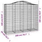 vidaXL Paniers à gabions arqués 2 Pièces 200x50x160/180 cm Fer galvanisé