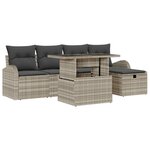 Set de Canapé de Jardin 6 Pièces avec Coussins Gris Clair Poly Rattan