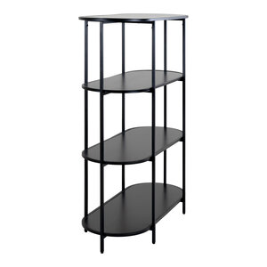 Étagère noire ovale à 4 étage avec cadre noir 85 x 36 x 111 cm