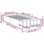 vidaXL Cadre de lit gris béton 100x200 cm bois d'ingénierie