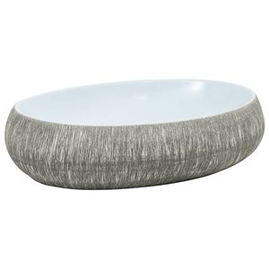 vidaXL Vasque à poser gris et bleu ovale 59x40x15 cm céramique