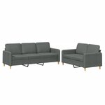 vidaXL Ensemble de canapés 2 Pièces avec coussins Gris foncé Tissu