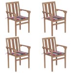 vidaXL Chaises de jardin empilables avec coussins lot de 4 Teck solide