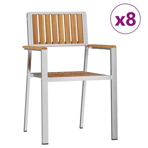 vidaXL Chaise de jardin 8 Pièces Marron Bois de teck massif