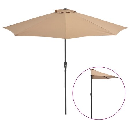 vidaXL Parasol de balcon avec mât en aluminium Taupe 270x144 cm Demi