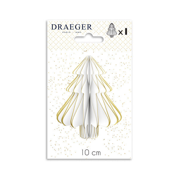 Boule En Nids D'abeille - Sapin Blanc Paillettes Dorées - Spécial Réveillon - Draeger paris