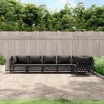 vidaXL Salon de jardin avec coussins 6 Pièces anthracite acier