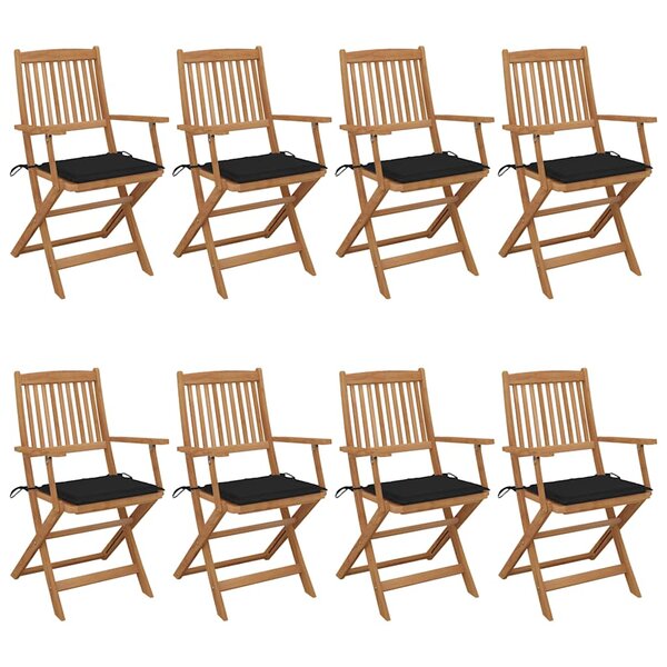 vidaXL Chaises pliables de jardin lot de 8 avec coussins Bois d'acacia