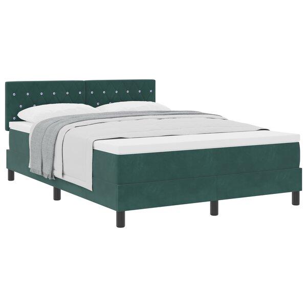 Lit box spring vidaXL avec matelas vert foncé 140x200 cm en velours