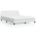 vidaXL Lit avec matelas blanc 160x200 cm similicuir