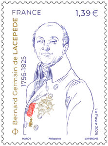 Timbre - Bernard-Germain de Lacepède - Lettre verte
