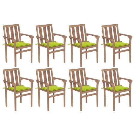 vidaXL Chaises de jardin empilables avec coussins lot de 8 Teck solide