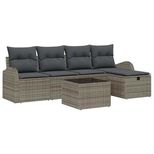 vidaXL Ensemble de canapé de jardin avec coussin 6 Pièces Gris Poly rotin