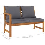 vidaXL Banc de jardin 114 5 cm avec coussin gris foncé Bois d'acacia