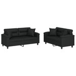 vidaXL Ensemble de canapés 2 Pièces avec coussins noir similicuir
