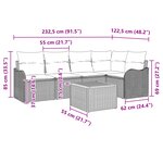 Ensemble de Canapé de Jardin 6 Pièces avec Coussins Noir Poly Rattan Acacia