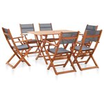 vidaXL Ensemble à manger d'extérieur 7 Pièces Gris Bois eucalyptus solide