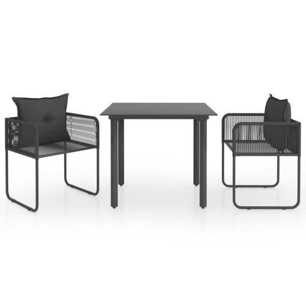 vidaXL Salon de jardin 3 Pièces PVC Résine tressée Noir