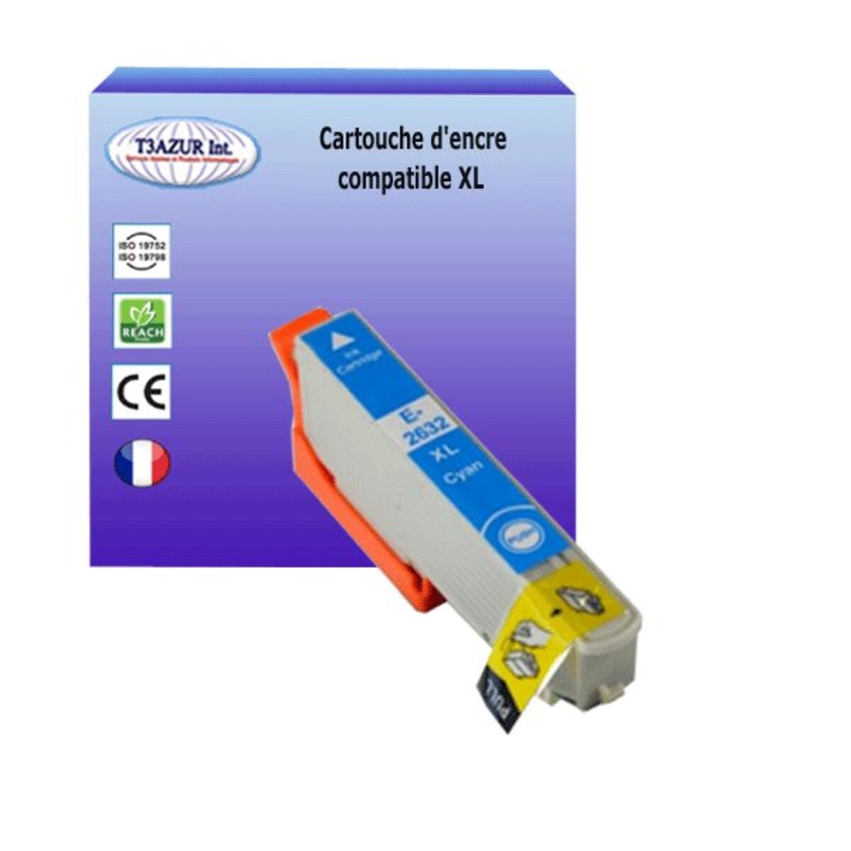 Cartouche Compatible pour Epson XP-510, XP-520, XP-600 Cyan - T3AZUR