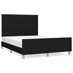 vidaXL Cadre de lit avec tête de lit Noir 140x200 cm Tissu