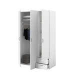 Armoire VARIA - blanc - 3 portes + 2 tiroirs - 120 x 185 x 51 cm